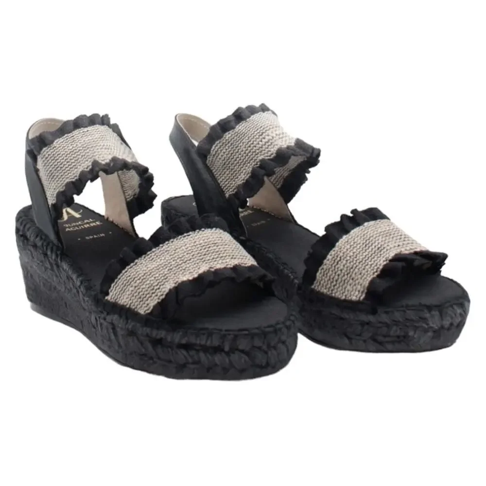 Juncal Aguirre - Mica Black Platform Espadrille Sandals Wedges